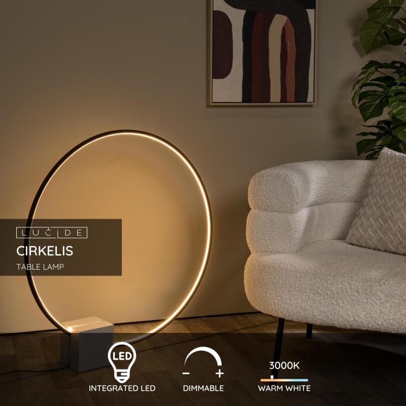Lucide CIRKELIS - Stolná lampa - LED Dim. - 1x24W 3000K - Čierna